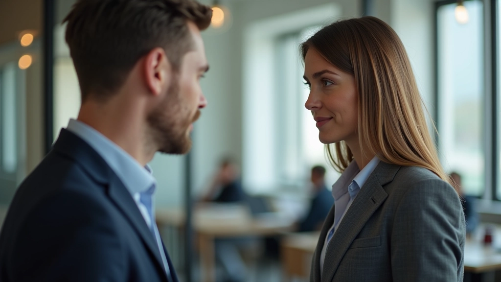 Man en vrouw hebben een serieus, gefocust gesprek met oogcontact en open lichaamstaal