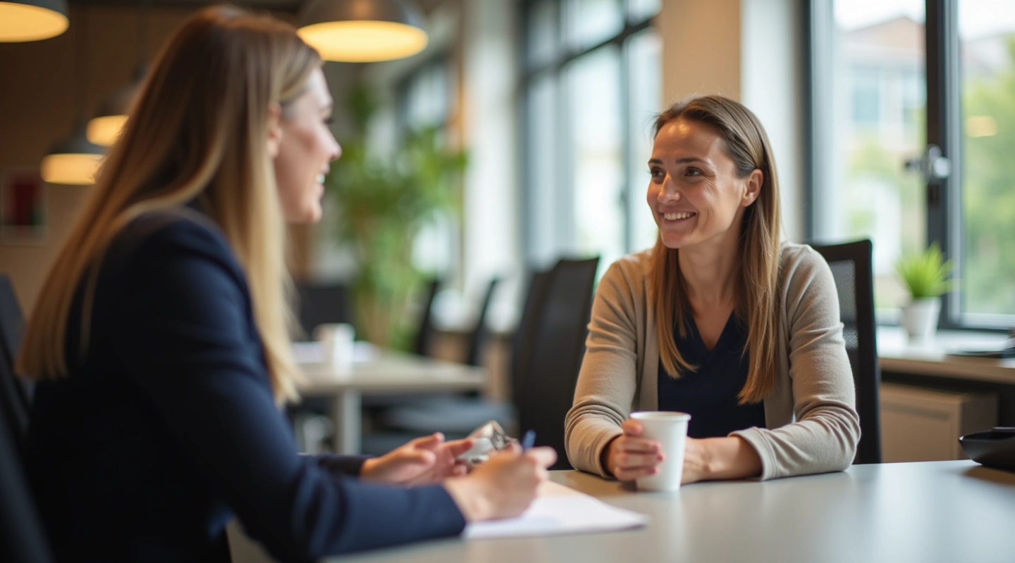 Twee collega's in gesprek, voelend begrip en emotionele veiligheid